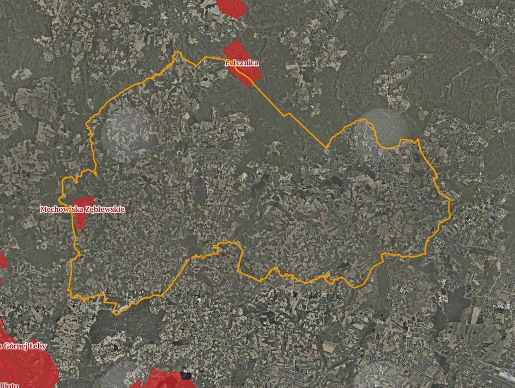 Rysunek 13. Obszary siedliskowe Natura 2000 na tle Gminy. Źródło: www.geoserwis.gdos.gov.