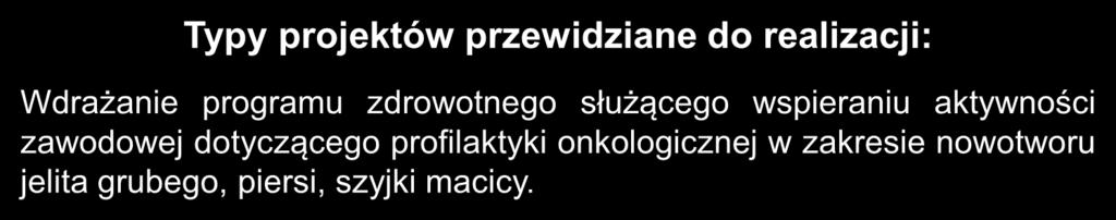 Typy projektów przewidziane do realizacji: Wdrażanie programu