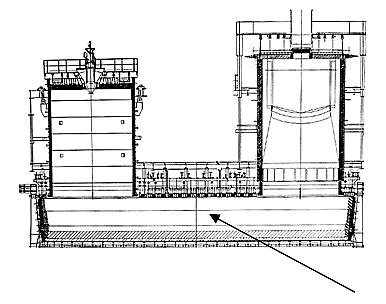 Które urządzenie metalurgiczne przedstawiono na rysunku? A. Konwertor tlenowy. B. Piec elektryczny łukowy. C. Piec kadziowy do rafinacji stali.
