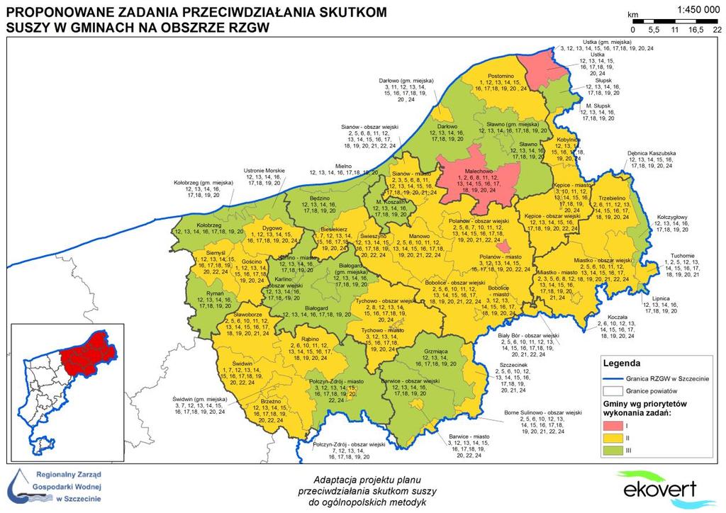 PROPONOWANE ZADANIA DLA PRZECIWDZIAŁANIA SKUTKOM SUSZY W UJĘCIU GMIN W OBSZARZE ADMINISTROWANIA RZGW Rysunek 17.