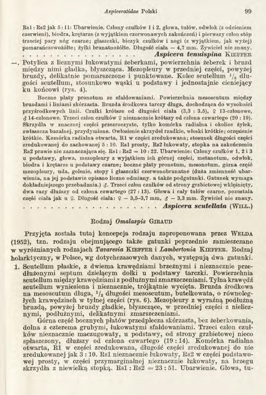 Aspiceratidae Polski 99 R s l : Rs2 jak 5:11: Ubarwienie.