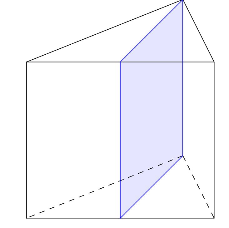Zadanie 0. (0-) Graniastosłup prosty, którego podstawą jest trójkąt o bokach długości 8 cm, 8 cm i 6 cm, przecięto na dwie części w sposób pokazany na rysunku.