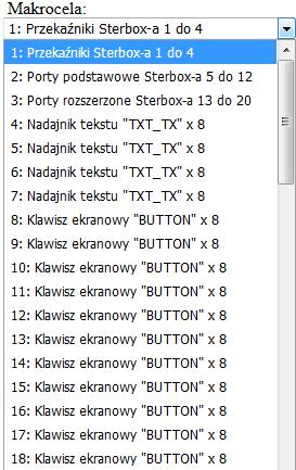 Konfiguracja aplikacji. Tak jak jest opisane na początku instrukcji, aplikacja pobiera wszystkie informacje, stany, ikony, opisy stron, klawiszy, teksty bezpośrednio ze Sterboxa.