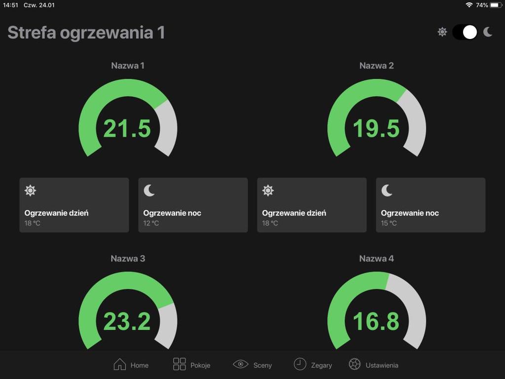 Ekran scen ogrzewania w których znajdują się : -