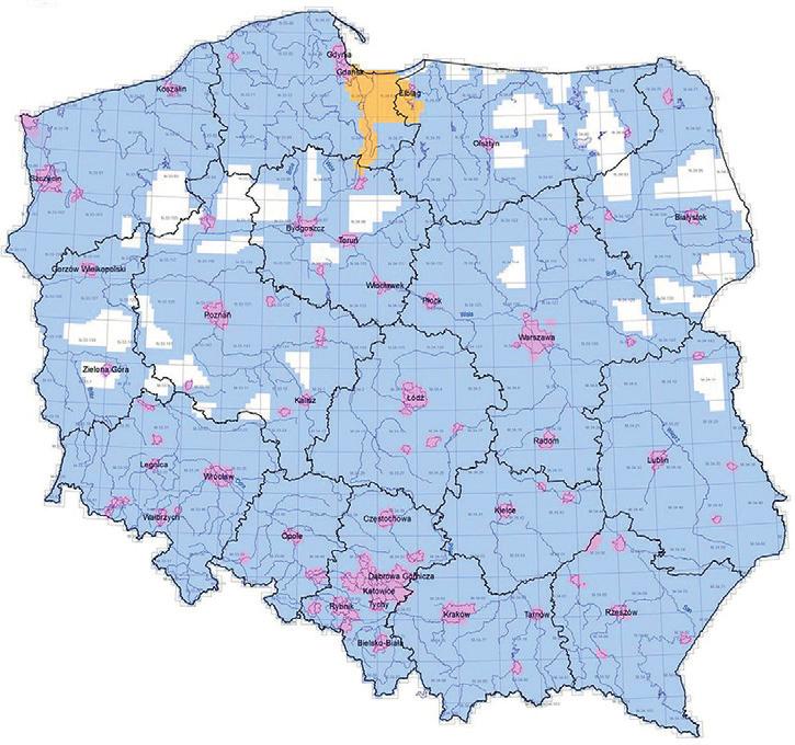 2. Zasięg danych w ramach ISOK. Źródło danych: http://www.gugik.gov.pl/geodezja-i-kartografia/ projekty/isok [data dostępu: 10.12.