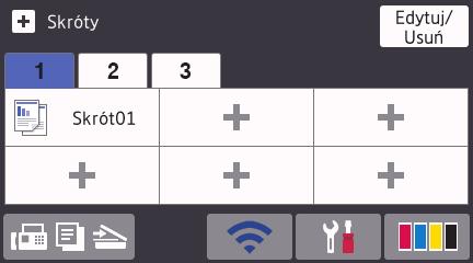Przegląd ekranu dotykowego LCD Ekrany Strona główna można przełączać, przeciągając palcem w lewo lub w prawo albo naciskając d lub c.