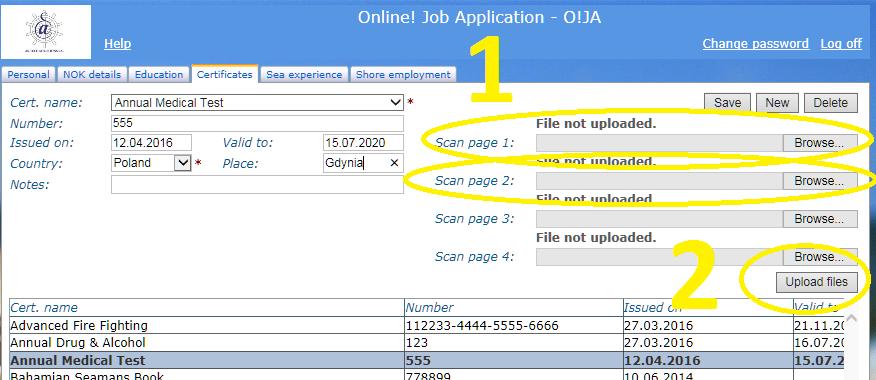 Add files with copy ( copies ) of your certificate: - select certificate to add copies then Browse for page 1 or up to page 4 to add