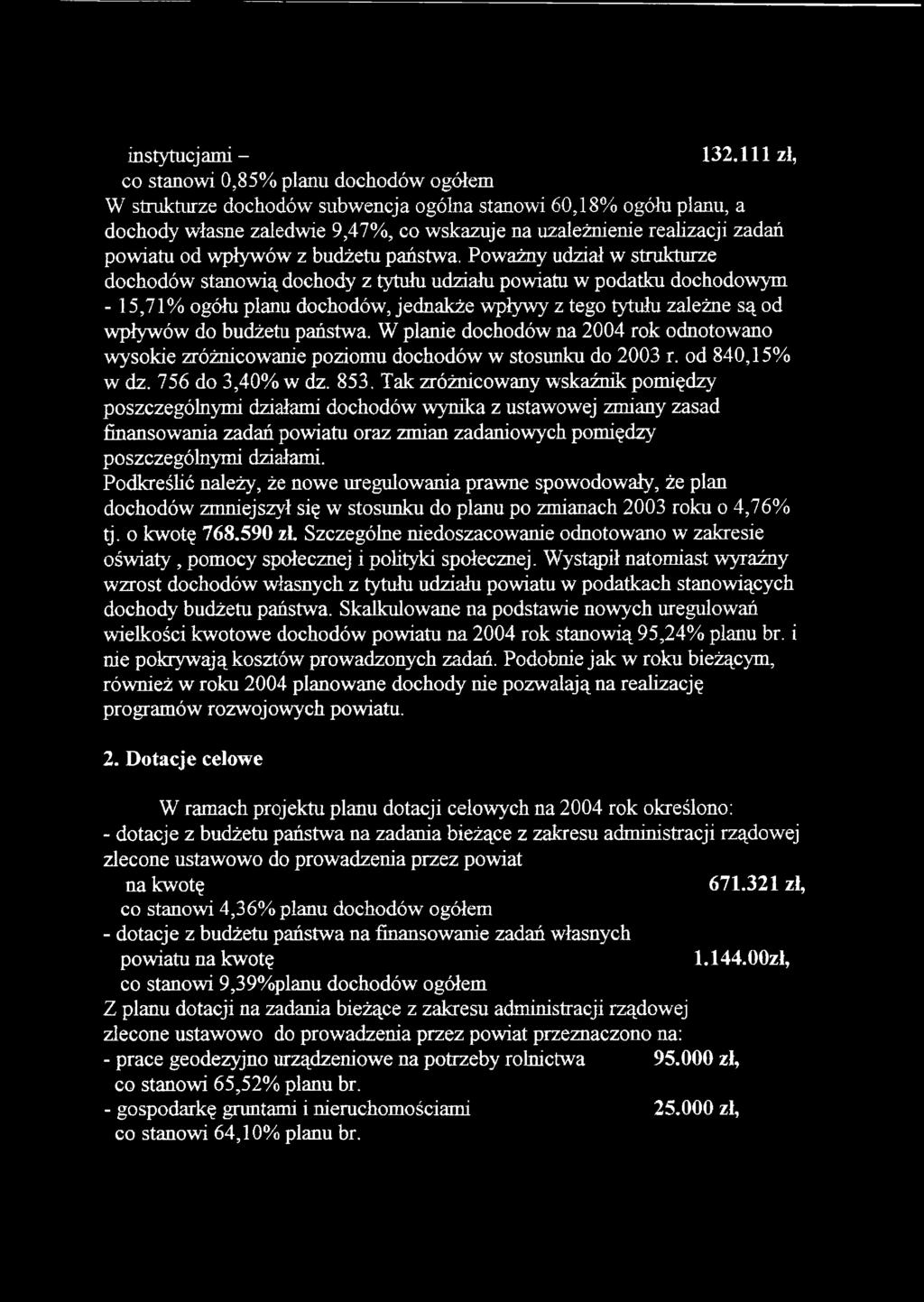wpływów z budżetu państwa.