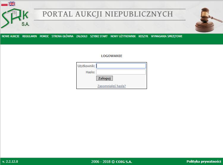 W polu Użytkownik należy podać login, a w polu Hasło to hasło, które zostało wygenerowane podczas rejestracji.