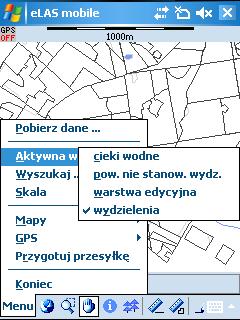 3.4 Wyświetlanie atrybutów warstwy W celu wyświetlenia atrybutów należy wybrać jedną z pozycji na liście w Menu Aktywna warstwa.