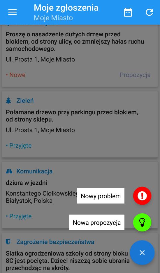 Lupe propozycje Promowanie współudziału w budowaniu miasta poprzez propozycje - - pozytywne zgłoszenia