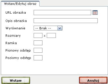 rys 2.1.4a formularz dodania załącznika do treści. Z zasady dodaję się tutaj załączniki graficzne poprzez podanie adresu wskazującego na plik.