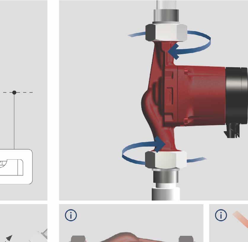 4 Montaż pompy GRUNDFOS ALPHA2 Strzałki na