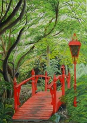 Tytuł: Japoński mostek / Japanese bridge Technika: olej na płótnie / oil on canvas,