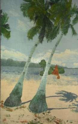 Tytuł: Palmy / Palm trees Technika: olej na desce / oil on panel, 60x37cm Data