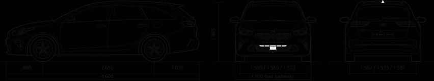 DANE TECHNICZNE [mm] Pakiet Wyposażenia Za 5000 zł bez lusterek 1.4 DOHC 1.0 T-GDI 1.4 T-GDI 1.6 CRDi SCR 1.