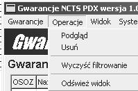 Usunąć opis gwarancji z listy moŝna zrobić tylko za pomocą funkcji Usuń. Funkcja Przelicz ponownie kwoty gwarancji.