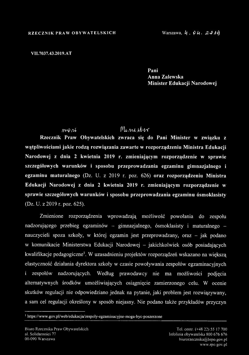 rozporządzeniu Ministra Edukacji Narodowej z dnia 2 kwietnia 2019 r.
