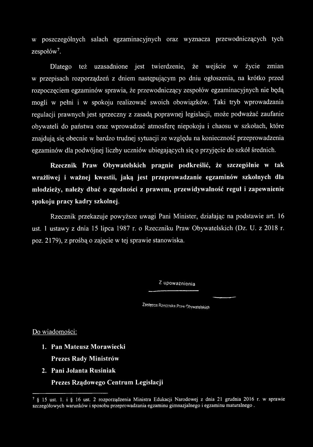 zespołów egzaminacyjnych nie będą mogli w pełni i w spokoju realizować swoich obowiązków.