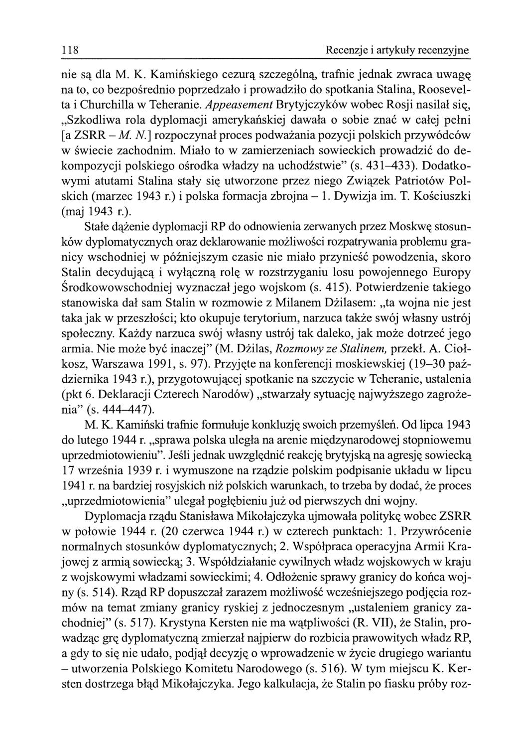 118 Recenzje i artykuły recenzyjne nie są dla M. K.