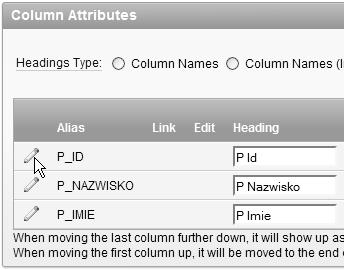 Definicje atrybutów kolumn (2/3) Poza