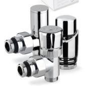 rurę miedzianą 15mm 3 elementowy zestaw zaworów BIAŁY zawór termostatyczny, głowica termostatyczna cieczowa 30x1,5, zawór zwykły, 2 złączki