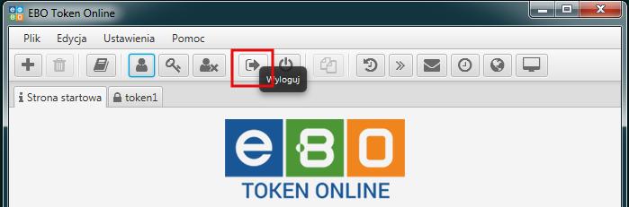 6 Kończenie pracy przez wylogowanie Z aplikacji EBO Token Online, możemy się wylogować poprzez Plik» Wyloguj lub bezpośrednio za pomocą ikonki.