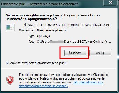 exe, uruchamiamy go na komputerze stacjonarnym (przycisk Uruchom).