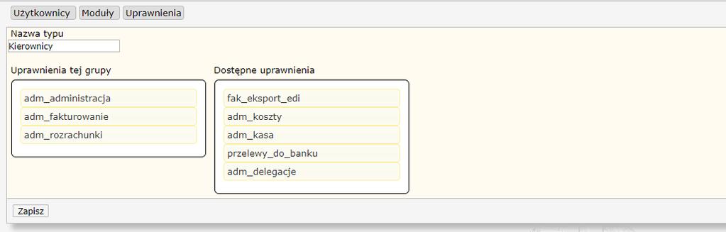 Zarządzanie UŻYTKOWNICY Panel ten wyświetla listę użytkowników, korzystających z programu w ramach danej licencji. Nie można dodać nowych użytkowników, ale edytować ich dane personalne.