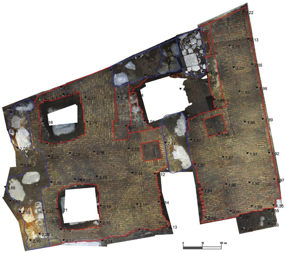 Relikty piwnicy przy kościele Wniebowzięcia NMP w Gdańsku/Relicts of the cellar by the St Mary s church in Gdańsk 19 ściany poznano dzięki dwóm sondażom archeologicznym zlokalizowanym w narożniku