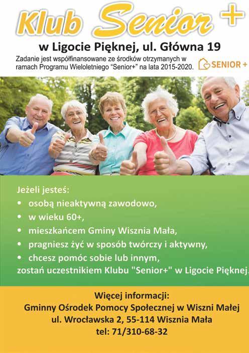kwiecień 2019 Pierwsza rocznica Klubu Senior+ Szesnastego stycznia odbyło się uroczyste spotkanie w świetlicy