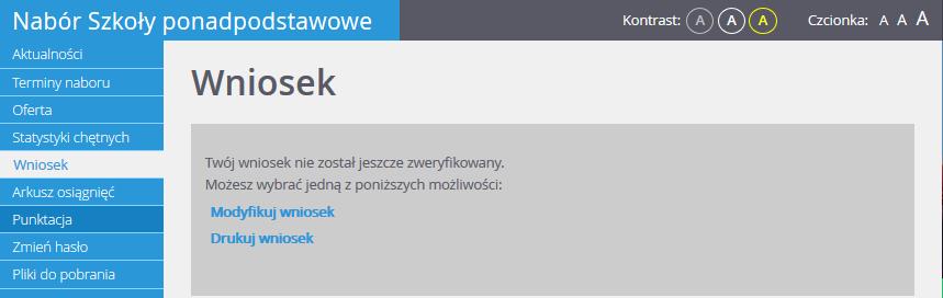 Przydatne informacje Dopóki stan wniosku jest inny, niż zaakceptowany, można w danych kandydata wprowadzać zmiany.