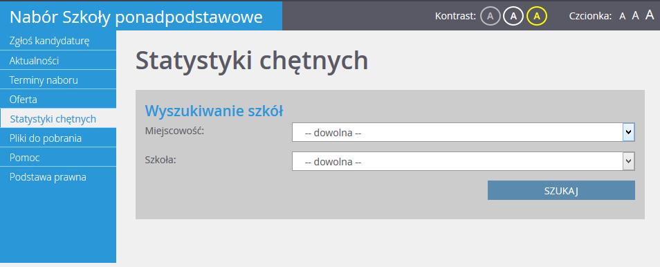 Podstawowe informacje o systemie Nabór Szkoły ponadpodstawowe Szczegółowy opis zawartości tej sekcji znajduje się w kolejnym rozdziale.