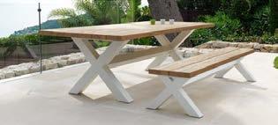 ALU + TEAK TABLES Cross x outdoor table frame aluminium white OFC 001 250 x 110 x 78 OFC 002 300 x 120 x 78 Cross x outdoor table frame aluminium charcoal OFC 003 250 x 110 x 78 OFC 004 300 x 120