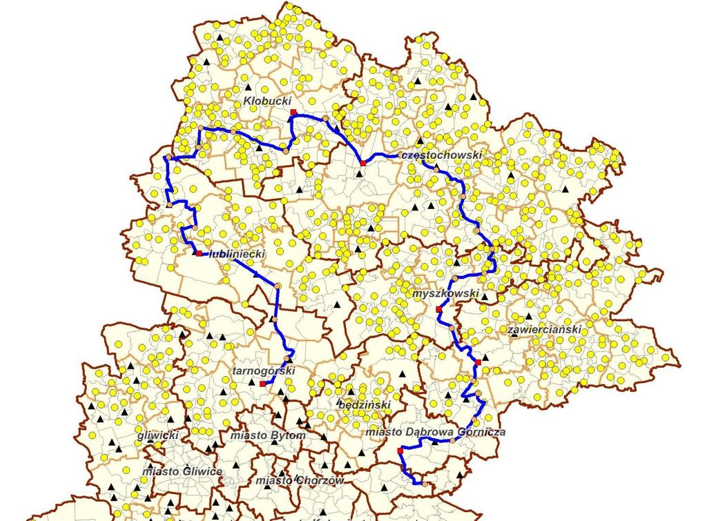 Mapa sieci ŚRSS obszar