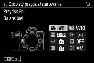 2 Wybierz przycisk. Wyróżnij opcję dla żądanego przycisku inaciśnij J.