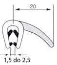 KOŁNIERZEM Materiał Twardość [Shores] guma EPDM 95 A LS15 - ZABEZPIECZENIE KRAWĘDZI 1,5 mm