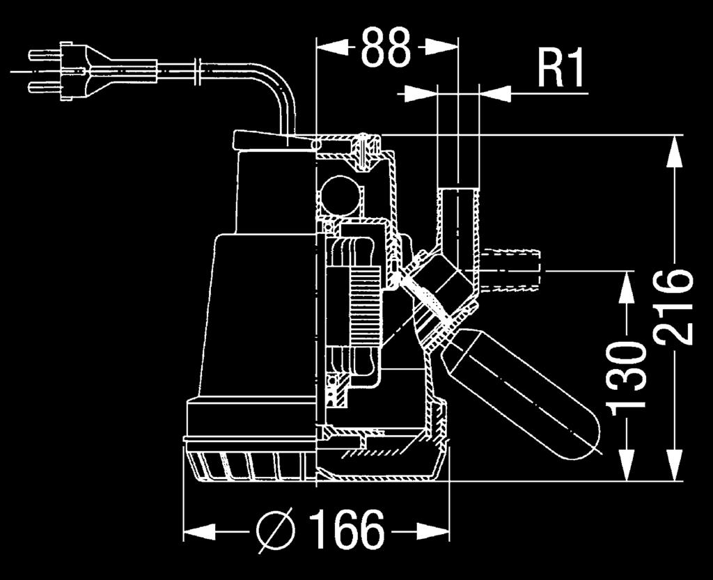 Moc (P1) Napięcie Tryb pracy Wydajność Wysokość podnoszenia KTP 300 280 W 230 V S1 max. 8 m 3 /h max. 6 m GTF 500 500 W 230 V S1 10 m 3 /h max.