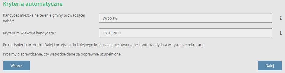 kryteria automatyczne, na które nie trzeba udzielać odpowiedzi, ponieważ