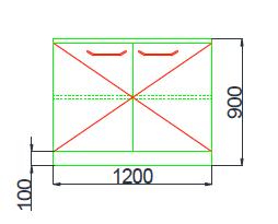 na cokole 1200 mm, (SxGxW): 1200x600x770 mm (2 x drzwi, 1 x półka) Pozycja nr 5 Wymiary (SxGxW): 1200x750x900 mm