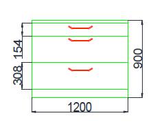 Pozycja nr 6 Wymiary (SxGxW): 1200x750x900 mm Stelaż H kształtny o szerokości 1200 mm
