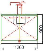 Wymiary (SxGxW): 1200x750x900 mm Stanowisko do zmywania: 1 x komora z ceramiki