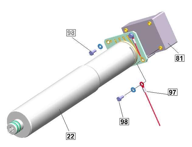 3 - Przed wsunięciem nowego zespołu generator-oscylator upewnić się, czy jest smar na końcówce generatora oraz, czy sprężyna (99) wystaje na 3-4 mm.