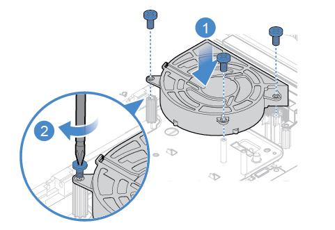 3. Odłącz kabel wentylatora systemowego od płyty głównej. 4. Wymień wentylator systemowy. Rysunek 66. Wyjmowanie wentylatora systemowego Rysunek 67. Instalowanie wentylatora systemowego 5.