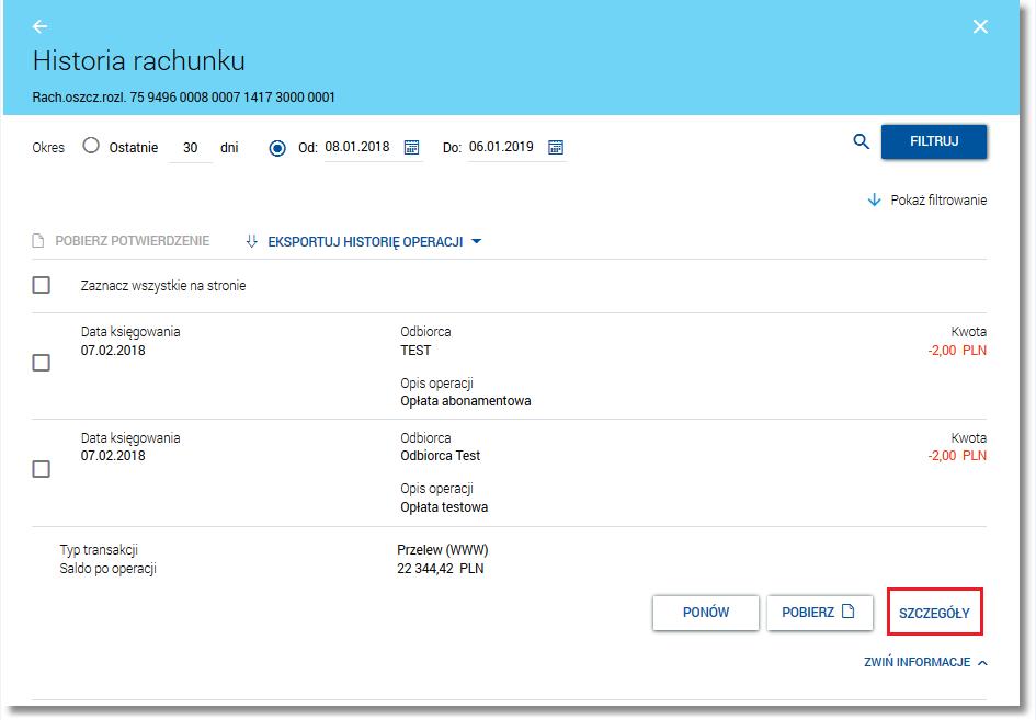 Rozdział 8. Przeglądanie historii operacji rachunków w zadanym formacie].