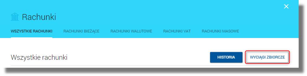 Rozdział 10. Wyciągi z rachunków Rozdział 10. Wyciągi z rachunków W miniaplikacji Rachunki istnieje możliwość: pobrania wyciągów zbiorczych dla rachunków, pobrania wyciągów dla pojedynczego rachunku.