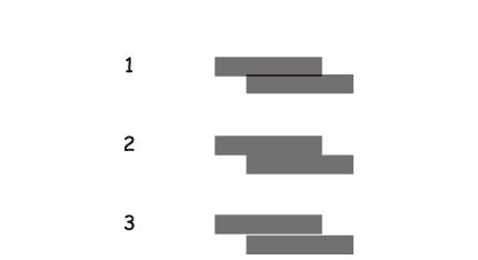 Konserwacja drukarki Wyrównanie w poziomie: Znajdź i wprowadź numer najmniej oddzielonego i nakładającego się wzoru.