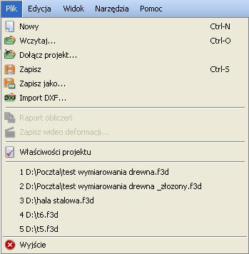 Instalowanie i uruchamianie programu 2.8 DOŁĄCZ PROJEKT Funkcja Dołącz projekt pozwala na dołączenie do aktualnego projektu, innego projektu wcześniej wykonanego i zapisanego na dysku.