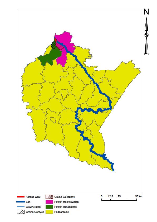Poniżej graficznie przedstawiono obszar, na terenie którego położone są wspomniane nieruchomości. Ryc. 1. Lokalizacja inwestycji na tle gmin, powiatu i województwa.