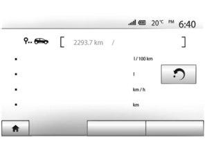 INFORMACJE O FUNKCJI DRIVING ECO²/ANDROIDAUTO-CARPLAY/4X4 18 Driving eco2 Średnie zużycie Zużycie całkowite Średnia prędkość Dystans bez zużycia 1 ECO-PUNKTACJA To menu umożliwia uzyskanie ogólnej